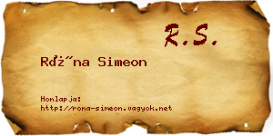 Róna Simeon névjegykártya